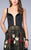 La Femme -  Satin Top and Multi Colored Lace Floral Skirt Prom Dress 24099 In Black and Multi-Color