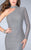 La Femme - Glittering Asymmetrical High Sheath Long Evening Gown 24105 In Gray