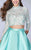 La Femme - Two-Piece High Lace Illusion Short A-Line Cocktail Dress 24107 in White and Green
