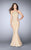 Strappy Beaded Halter Flute Silhouette Prom Dress 24108 In Neutral