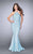Strappy Beaded Halter Flute Silhouette Prom Dress 24108 In Blue