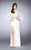 La Femme - Classy Lace Split Shoulder Jewel Long Evening Gown 24116 In White