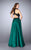 La Femme - Halter Style Two Toned Mikado Prom Dress 24135 in Green