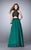 La Femme - Halter Style Two Toned Mikado Prom Dress 24135 in Green