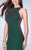 La Femme - Finely Beaded Bateau Long Sheath Evening Gown 24138 in Green