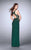 La Femme - Finely Beaded Bateau Long Sheath Evening Gown 24138 in Green