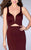 La Femme - Sleeveless V-neck Long Satin Dress 24150 in Red