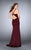 La Femme - Sleeveless V-neck Long Satin Dress 24150 in Red