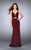 La Femme - Sleeveless V-neck Long Satin Dress 24150 in Red
