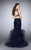 La Femme - Embellished Two-Piece Crop Top Tiered Long Evening Gown 24157 in Blue