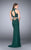 La Femme - Sophisticated Sparkling Sleeveless Beaded High Neck Two-Piece Dress 24158 in Green