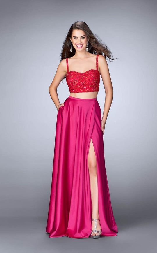 Captivating Laced and Satin Sweetheart Two-Piece A-line Dress 24159