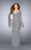 La Femme - Highly-Embellished Sheer Long Evening Gown with Bell Sleeves 24162 in Gray