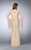 La Femme - Highly-Embellished Sheer Long Evening Gown with Bell Sleeves 24162 in Neutral