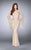 La Femme - 24162 Highly-Embellished Sheer Long Evening Gown with Bell Sleeves  in Neutral