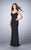 La Femme - Bead Adorned Sweetheart Sheath Evening Gown 24167 in Black