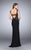Radiant Lace Applique on Fishnet Long Evening Gown 24168