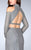 La Femme - Long Sleeve High Neck Beaded Two-Piece Long Dress 24174 in Silver