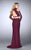 La Femme - Long Sleeve High Neck Beaded Two-Piece Long Dress 24174 in Red