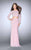 La Femme - Sparkling Long Sleeve Cropped Top and Skirt  Prom Dress in Pink