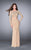 La Femme - Sparkling Long Sleeve Cropped Top and Skirt  Prom Dress in Neutral