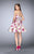 La Femme - Festive Sweetheart Floral Print Short Cocktail Dress 24211 In Pink and Multi-Color