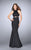 La Femme - Polished Halter Cutout Long Evening Gown 24217 In Black