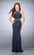 La Femme - Glittering Sleeveless High Neck Jersey Dress 24230 in Blue