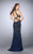 La Femme - Glittering Sleeveless High Neck Jersey Dress 24230 in Blue