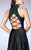 La Femme - High Halter Floral Lace A-Line Long Evening Gown 24234 In Black and Green