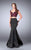 La Femme - Dramatic Beaded Lace Applique Long Mikado Evening Gown 24235 in Pink and Black