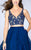 La Femme - Enchanting V-neck Two-piece Sheer Laced and Chiffon Dress 24237 in Blue