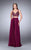 La Femme - Enchanting V-neck Two-piece Sheer Laced and Chiffon Dress 24237 in Red