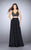 La Femme - Enchanting V-neck Two-piece Sheer Laced and Chiffon Dress 24237 in Black