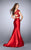 La Femme - Two-Piece Lace Applique Crop Top Mermaid Long Evening Gown 24239 In Red