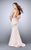 La Femme - Glistening Crop Top Long Mermaid Evening Gown 24243 in Neutral