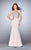 La Femme - Glistening Crop Top Long Mermaid Evening Gown 24243 in Neutral
