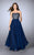 La Femme - Strapless Beaded Modified Sweetheart Long Chiffon Gown 24246 In Blue
