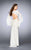 La Femme - Gleaming Long Sleeve Laced Sweetheart Long Dress 24249 In White