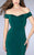La Femme - Classic Off-shoulder Jersey Mermaid Gown 24250 in Green