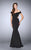 La Femme - Classic Off-shoulder Jersey Mermaid Gown 24250 in Black
