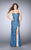 La Femme - Bedazzled Sweetheart Laced Dress 24260 In Blue