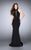 La Femme - Sizzling Sheer Panel Sheath Long Evening Gown 24261 in Black