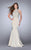 La Femme - 24266 Sheer Beaded Halter Top Mermaid Prom Dress In White