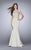 La Femme - 24266 Sheer Beaded Halter Top Mermaid Prom Dress In White