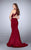 La Femme - 24266 Sheer Beaded Halter Top Mermaid Prom Dress In Red