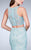 La Femme - Lace Bateau Illusion Crop Top Mermaid Long Evening Gown 24269 In Blue