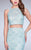 La Femme - Lace Bateau Illusion Crop Top Mermaid Long Evening Gown 24269 In Blue