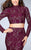 La Femme - Lovely Long Sleeve High Neck Laced Two-piece Dress 24272 in Red