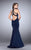 Classy Jeweled Collar Halter Trumpet Evening Gown 24277